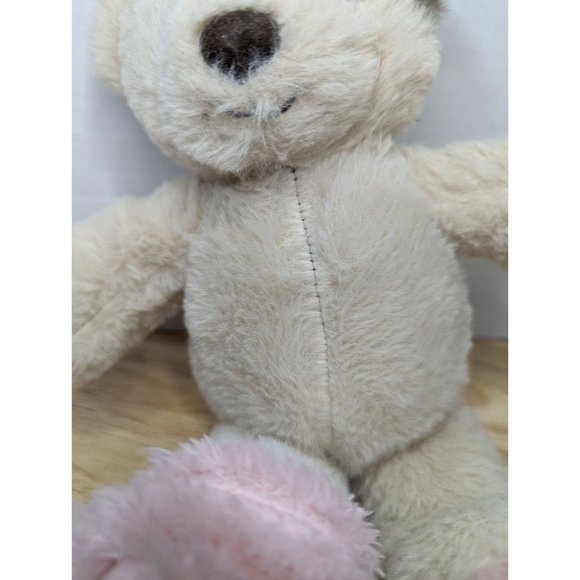 F-A-O Schwartz cream white teddy bear with branded fuzzy pink slippers 12 inch - Picture 4 of 11